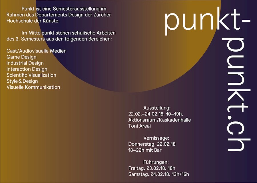 Punkt Ausstellung 18. Semesterausstellung von Studierenden des Bachelor Design