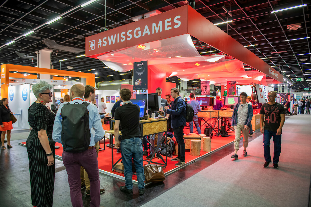 Bild: SwissGames Booth an der Gamescom 2019, in Köln. © Julia Malcher PVM production.